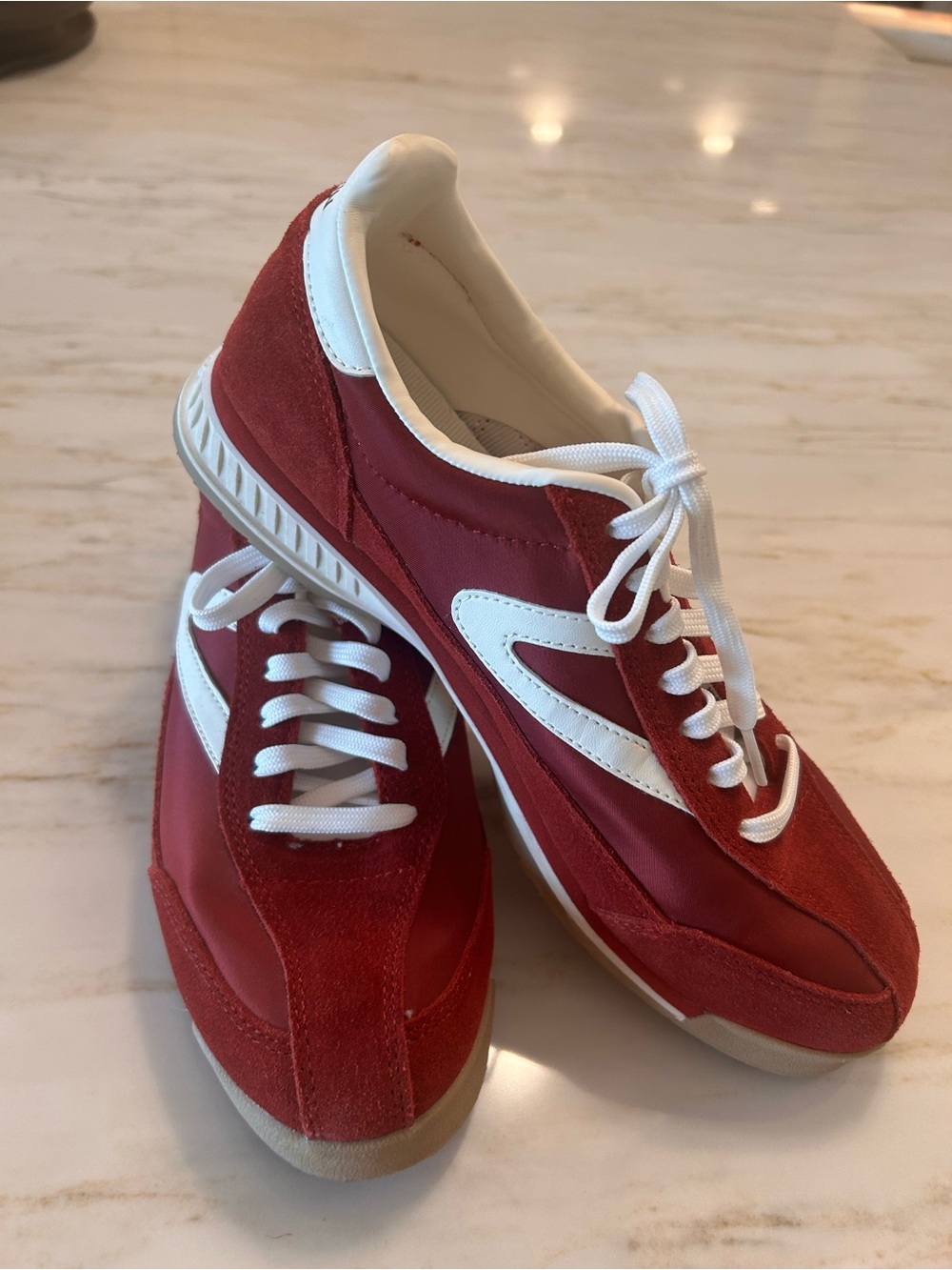Women's Red and White Retro Runner Sneakers